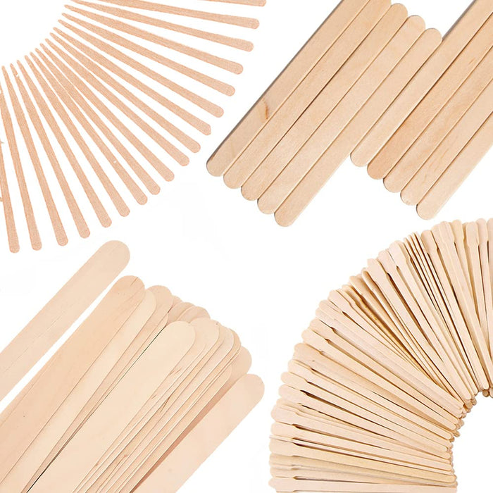 Mibly 500 Pcs Wooden Wax Sticks Assorted Applicator Spatulas for Body Face Legs by Deal US