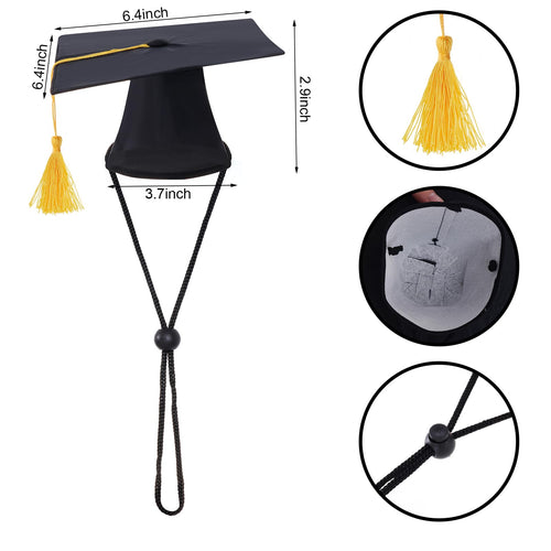 Pet Graduation Caps with Necktie Dog Graduation Hat with Yellow Tassel Pet Grad Costume Accessory for Small Dogs Cats Party Outfit