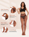 DUCMODA 3 Pairs Women's Sheer High Waist Tights 15D Cedar Brown Size S by Deal US