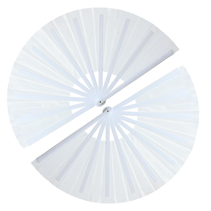 GeGeYa 13inch Large Rave Popping Hand Fans Foldable White 2 Packs by Deal US