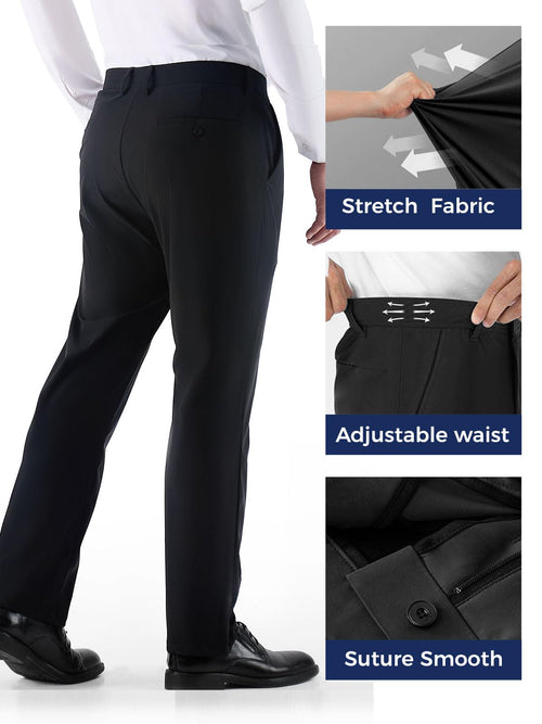 Fliwos Mens Stretch Dress Pants Flat Front Blue Size 29W x 31L by Deal US
