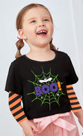 XFSJGNA Toddler Halloween Raglan Long Sleeve Shirt Boo Bat Black Size 5T by Deal US