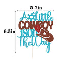 VQOUZVSR A Little Cowboy Is On The Way Cake Topper Blue Glitter Boy by Deal US