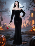 QUJQOM Halloween Gothic Dress Black V-neck Red Rose Wig Size L by Deal US