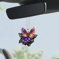 Butterfly Rearview Mirror Accessories - Cute Acrylic Hanging Charm, Flower Ornament Pendant for Car, Home Decoration, Keepsake, Christmas, Valentine's Day Gift (Purple&Pink)