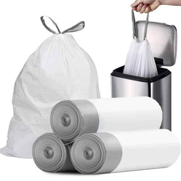 PACCOLYN Small Trash Bags 4 Gallon Drawstring 57 Count Unscented White by Deal US