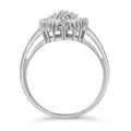 10K White Gold 1/2 Cttw Round & Baguette Cut Diamond Pear Shaped Domed PavÃ© Cluster with Halo Cocktail Ring (H-I Color, SI1-SI2 Clarity) - Size 5 by Bids.com