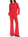 C202 Women's Two Piece Sweatsuit Tracksuit Casual Chic Scarlet Size L