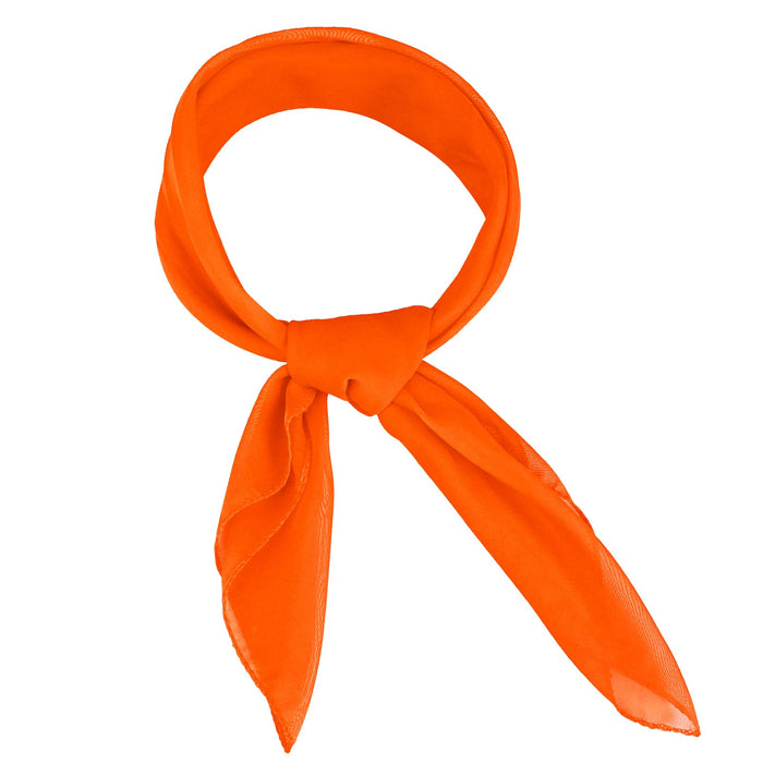 Cyunda Chiffon Scarf Classic Retro Ribbon Square Neck 26x26in Orange by Deal US