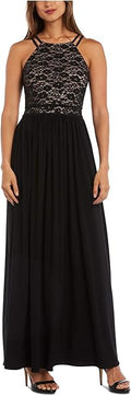 Nightway Lace Solid Sleeveless Halter Full-Length Evening Dress, Size 10 by Vanessa Jane