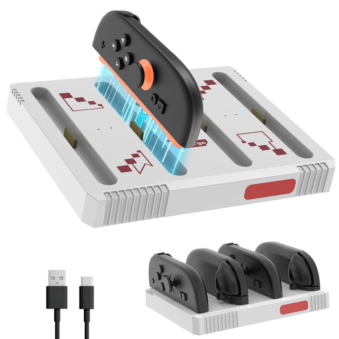Eastfine Retro Style Nintendo Switch 2 Joy-Con Charger Station LED White Red by Deal US