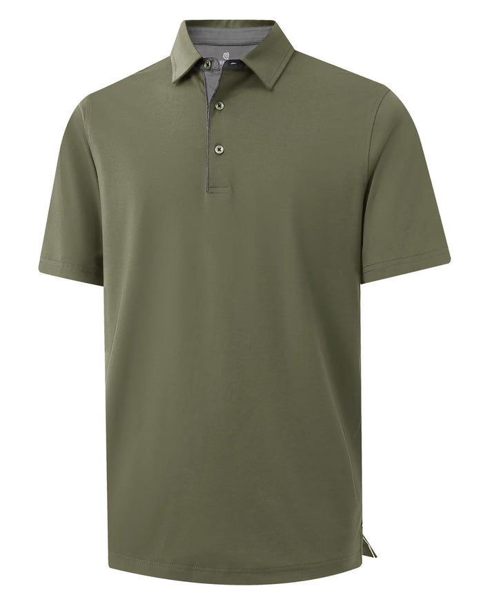 VEBOON Men's Short Sleeve Cotton Blend Polo Shirt Army Green Size XX-Large by Deal US