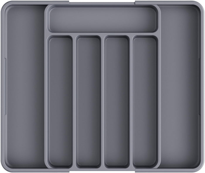 Kitsure Adjustable Cutlery Drawer Organizer Tray Grey 12.13x1.54x8.07-13.9" by Deal US