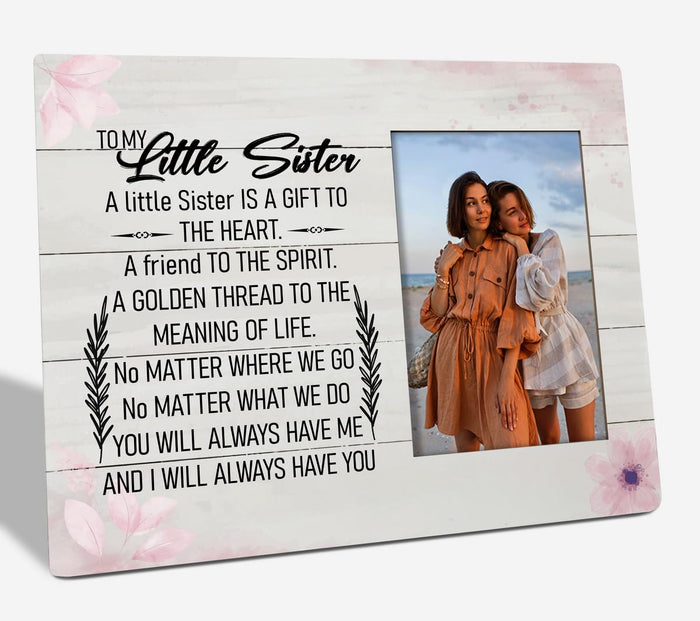 HALUOSI Little Sister Tabletop Picture Frame Plaque 10x8 White Rustic by Deal US