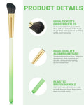 Eye Makeup Brush Set, 8 Pcs Update Synthetic Eyeshadow Brush Angled Eyebrow Brush Lip Brush with 3Pcs Powder Puffs and Green Case