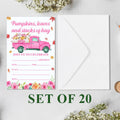 YGRBXJZD Fall Pumpkin Birthday Invitation Girl Pink Floral 4x6 20 Sets by Deal US