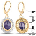 14K Yellow Gold Plated 7.42 Carat Genuine Tanzanite and White Topaz .925 Sterling Silver Earrings by Bids.com