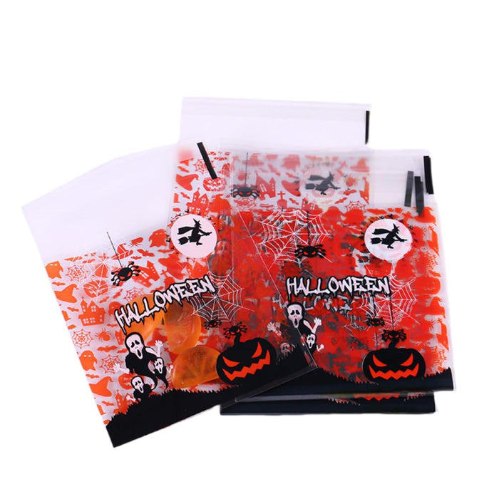 LUKYPORT Halloween Treat Bags 4x4in Self Adhesive Cellophane 100 PCS Orange by Deal US