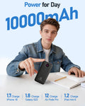 Bank,10000Mah 22.5W Max Portable Charger Built In Cables，4 Outputs 2 Inputs Exte