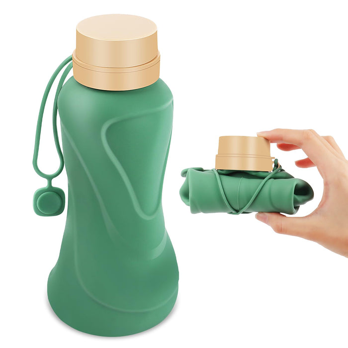 NAVTUE Collapsible Silicone Water Bottle 650ml Leak Proof Reusable Green by Deal US