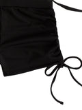 Tumhug Women's High Waist Bikini Set Crop Top Boy Shorts Black Size L by Deal US