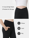 Kirinkylin Girls Flare Leggings 2 Pack V Cross Bootcut Pockets Black Size 10-11 by Deal US