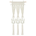 Briful Macrame Wall Hanging Shelf Cream-White with 3 Glass Vases Boho Decor by Deal US