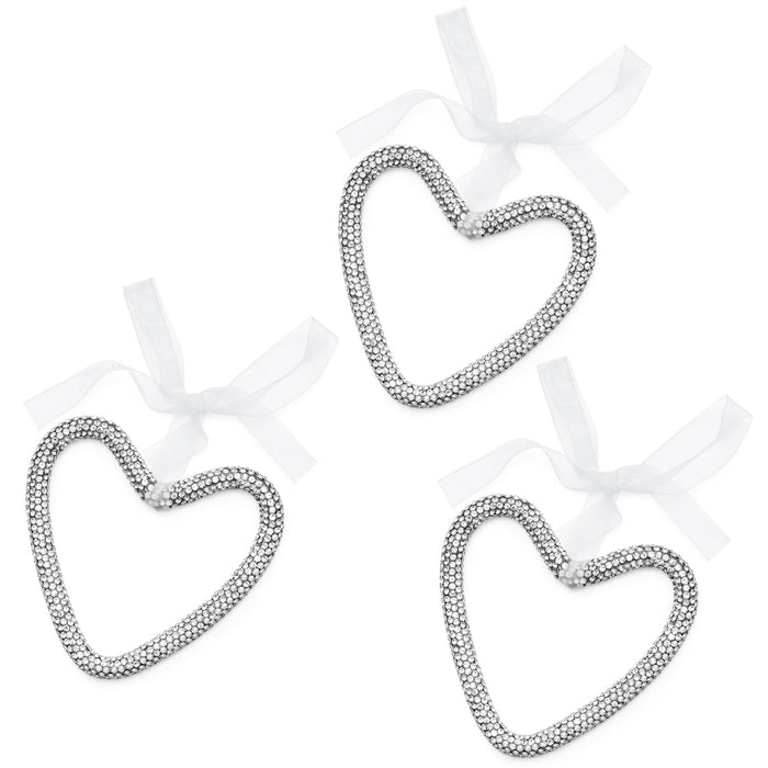 Mrchtmas Christmas Silver Bow Ornament 2025 Heart Rhinestones 1 Pc by Deal US
