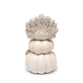 Hodao Thanksgiving Pumpkin Turkey Figurine 3 Stacked Pumpkins White Resin by Deal US