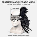 Livresse Fox Lace Feather Masquerade Mask Black Elastic Strap One Size by Deal US