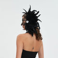 Livresse Fox Lace Feather Masquerade Mask Black Elastic Strap One Size by Deal US
