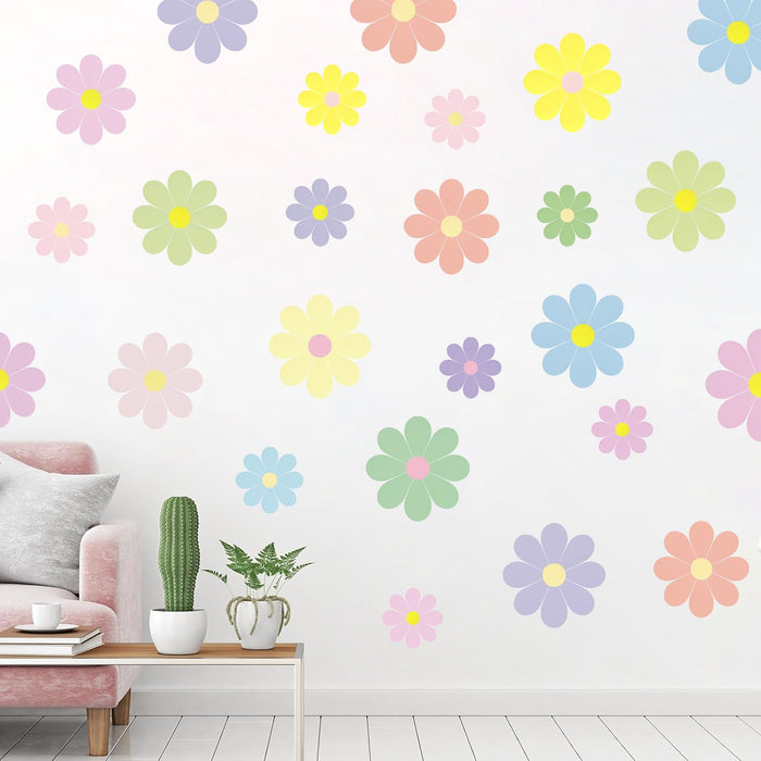 Rapid Decor 32 Pcs Danish Pastel Waterproof Removable Flower Wall Decals by Deal US