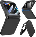 Case for Samsung Galaxy Z Flip 6 & 5 with Hinge Cover Screen Protector Black by Merch Section