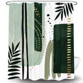 Torich Mid Century Boho Geometric Waterproof Shower Curtain 69x72 Green 12pc by Deal US