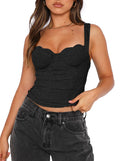 REORIA Women's Lace Bustier Crop Tank Top Black Size XL by Deal US