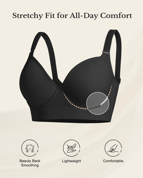 QDN Supportive Push Up Strapless Bra Black Size 42C by Deal US