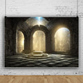 DORCEV Gothic Castle Ruins Backdrop Vintage Foggy Fantasy 12x8ft Grey Vinyl by Deal US