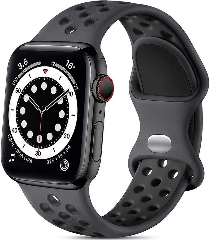 Watch Silicone Sport Band Black — Soft Breathable Strap for Series 3-11, SE & Ul