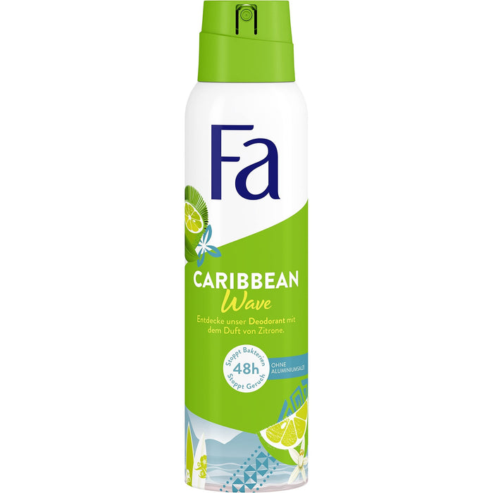 Fa Caribbean Wave Lemon Scent Deodorant 48h Freshness with Antibacterial Effect 150 ml by Pasteur Pharmacy