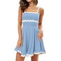 Shy Velvet Summer Mini Linen Dress with RIC Rac Trim White Size L by Deal US