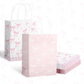 BOXOB Pink Bow Gift Bags 12pcs 8.27x6.3x3.15in Pink White Party Favor by Deal US
