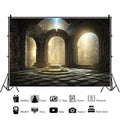 DORCEV Gothic Castle Ruins Backdrop Vintage Foggy Fantasy 12x8ft Grey Vinyl by Deal US