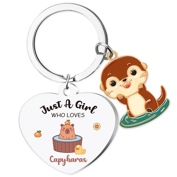GiftoBi Capybara Animal Keychain Stainless Steel 3x3cm Silver B Unisex by Deal US