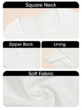 Wenrine Womens Long Sleeve Mini Dress Square Neck A Line White Size S by Deal US