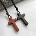 Sandalwood Wooden Cross Pendant Necklaces for Women Men Handcrafted Gift Wood Ha