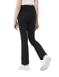 Kirinkylin Girls Flare Leggings 2 Pack V Cross Bootcut Pockets Black Size 10-11 by Deal US