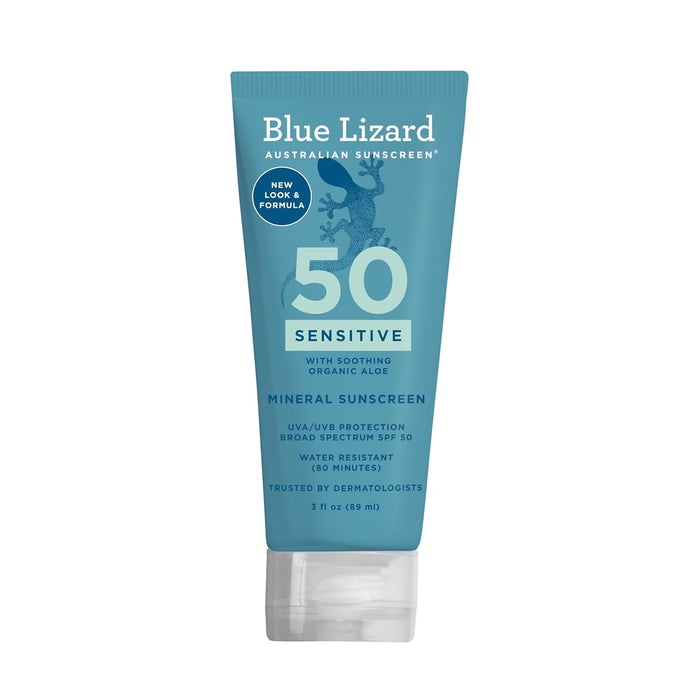 Blue Lizard Sensitive Mineral Sunscreen SPF 50, Protección UVA/UVB, Resistente al Agua, Sin Fragancias - Tubo de 3 oz by Pasteur Pharmacy
