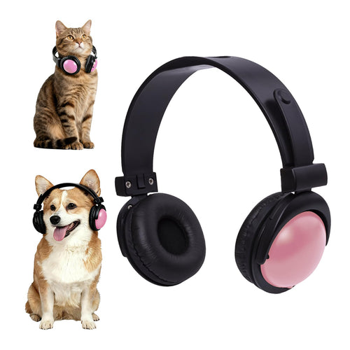 Olyre Pet Headphones for Small Dogs Cats, Adjustable Decorative Neckwear/Neck Accessories for Pets (Head or Neck Circ Under 10 inch),Party Favors,Photo Props-Black&Pink