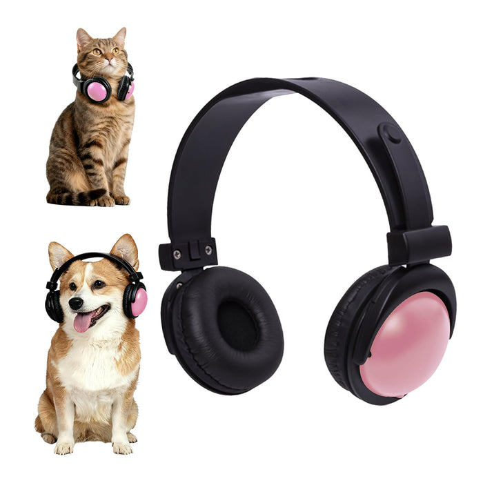 Olyre Pet Headphones for Small Dogs Cats, Adjustable Decorative Neckwear/Neck Accessories for Pets (Head or Neck Circ Under 10 inch),Party Favors,Photo Props-Black&Pink