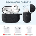 Adorve AirPods Pro 2 Silicone Case Flower Engraved Black Front LED Visible by Deal US